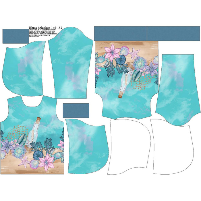 KID'S HOODIE (ALEX) - LETTER IN THE BOTTLE (WATER WORLD) - looped knit fabric (110/116)