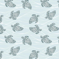 TURTLES / seaweed (BLUE PLANET) - Waterproof woven fabric