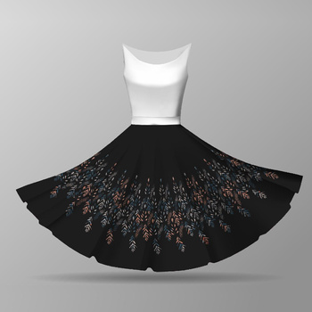 BLÄTTER M. 3 / SCHWARZ - Tellerrock-Panel