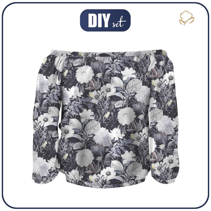 Bluzka hiszpanka (SOFIA) - LUXE BLOSSOM wz. 4 - zestaw do uszycia M