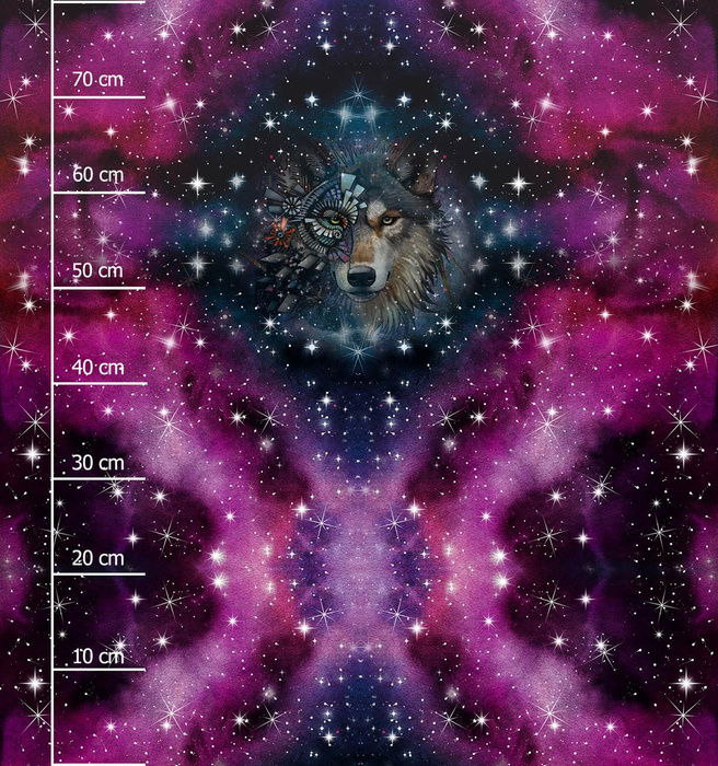WOLF / AQUARELL GALAXIE MS. 8 - Paneel (75cm x 80cm) leichte Maschenware angeraut