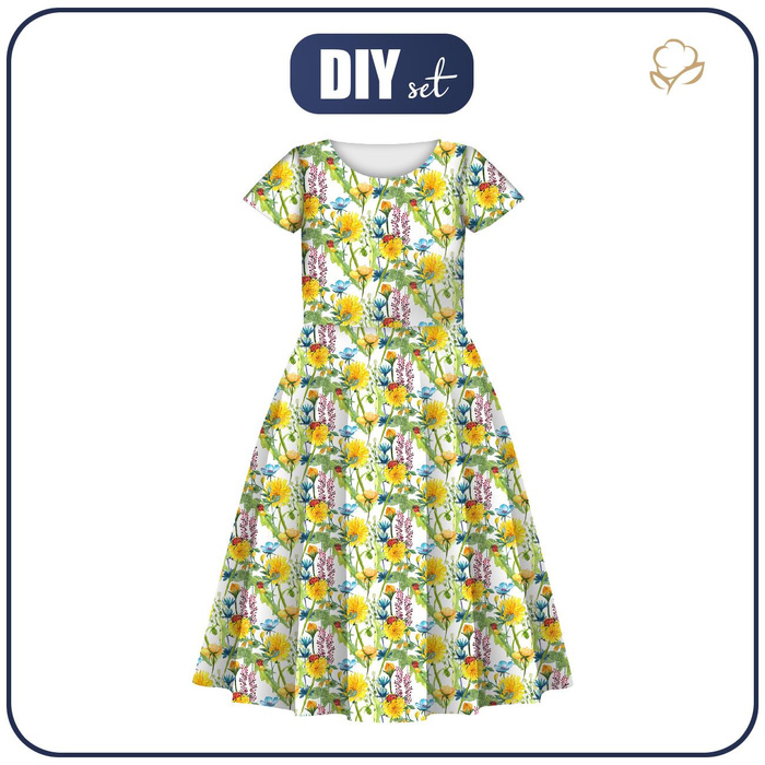 KID'S DRESS "MIA" - LADYBIRDS IN THE MEADOW (IN THE MEADOW) - sewing set (122/128)