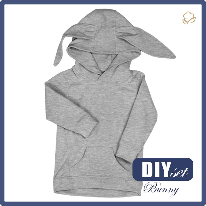 BLUZA DZIECIĘCA BUNNY (PARIS) - MELANŻ JASNOSZARY - zestaw do uszycia (158/164)