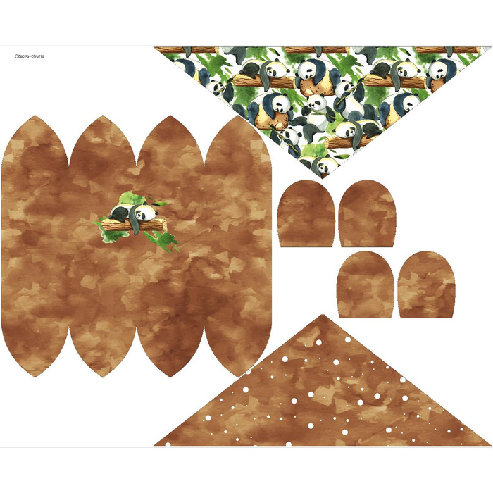 KINDER MÜTZE UND SCHAL (TEDDY) - PANDAS AUF BAMBUSSEN 55-58