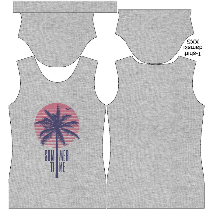 DAMEN T-SHIRT - SUMMER TIME / melange hellgrau - Single Jersey L