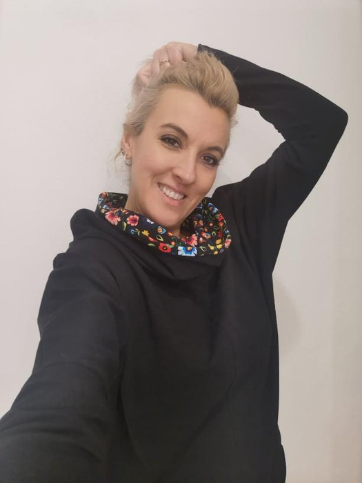Sweatshirt mit Schalkragen und Fledermausärmel (FURIA) - MELANGE ROSENQUARZ / tropisches dschungel - Nähset