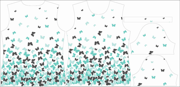 DÁMSKÉ TRIČKO-MOTÝLI / aqua  single jersey XXL