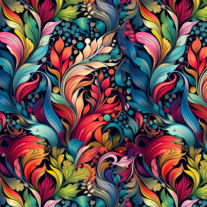COLORFUL LEAVES pat. 5 - looped knit fabric with elastane ITY