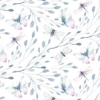 SCHMETTERLINGE MIX M. 3 (AQUARELL-SCHMETTERLINGE) - Baumwoll Musselin