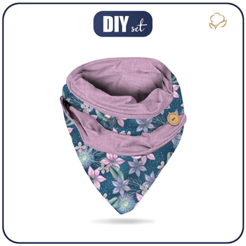 BUTTON SCARF - WATER WORLD pat. 1 (sea blue) - sewing set