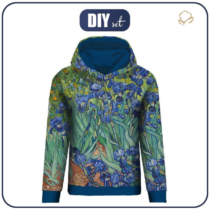 BLUZA DAMSKA (POLA) CLASSIC Z KAPTUREM - IRYSY (Vincent van Gogh) - zestaw do uszycia XXXL