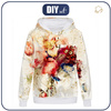 DÁMSKA MIKINA (POLA) CLASSIC S KAPUCÍ - WATERCOLORS FLOWERS Vz. 5 -  teplákovina
