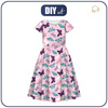 KID'S DRESS "MIA" - BUTTERFLIES PAT. 5 / pink (PURPLE BUTTERFLIES) - sewing set (110/116)
