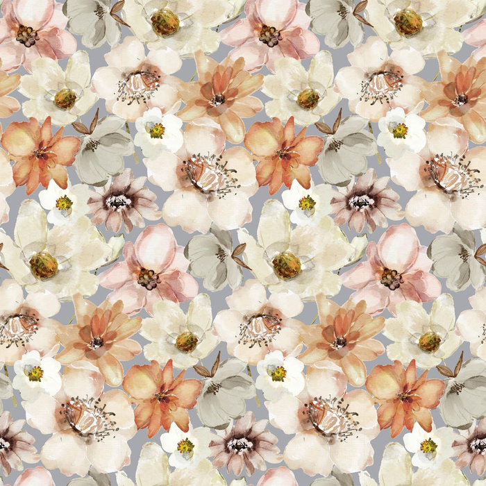 WATER-COLOR FLOWERS pat. 4 - Cotton muslin