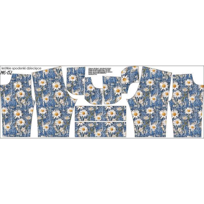 KID`S SHORTS (RIO) - DAISIES DENIM IMITATION WZ. 2 - looped knit fabric (158/164)