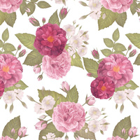 ROSENGARTEN  / weiß - Baumwoll Webware