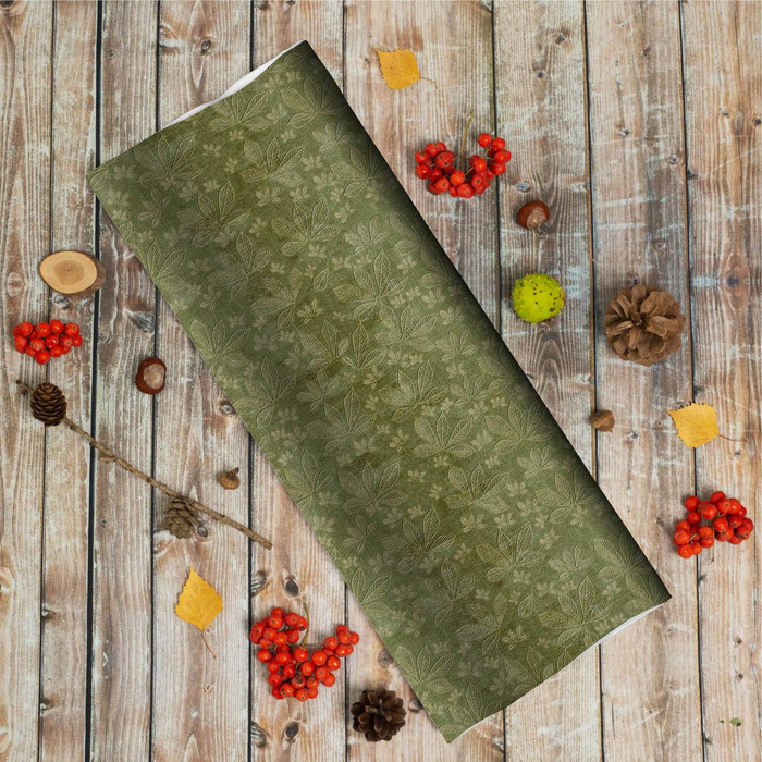 CHESTNUT LEAVES Ms.2 / green (AUTUMN COLORS) - Cotton woven fabric