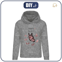 CLASSIC DAMEN HOODIE (POLA) - ALWAYS BEAUTIFUL (GLITTER SCHMETTERLINGE) / ACID WASH GRAU - Sommersweat