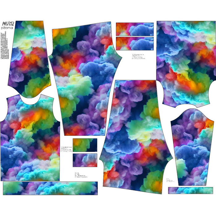 KINDERPYJAMAS "MIKI" - REGENBOGENWOLKEN - Nähset (98/104)