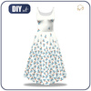 DRESS "ISABELLE" - BLUE LEAVES / white - sewing set XL
