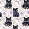 100CM PASTEL BLACK CAT - Wintersweat angeraut mit Elastan ITY