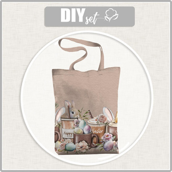 SHOPPER TASCHE - HAPPY EASTER / Becher - Baumwoll Webware - Nähset