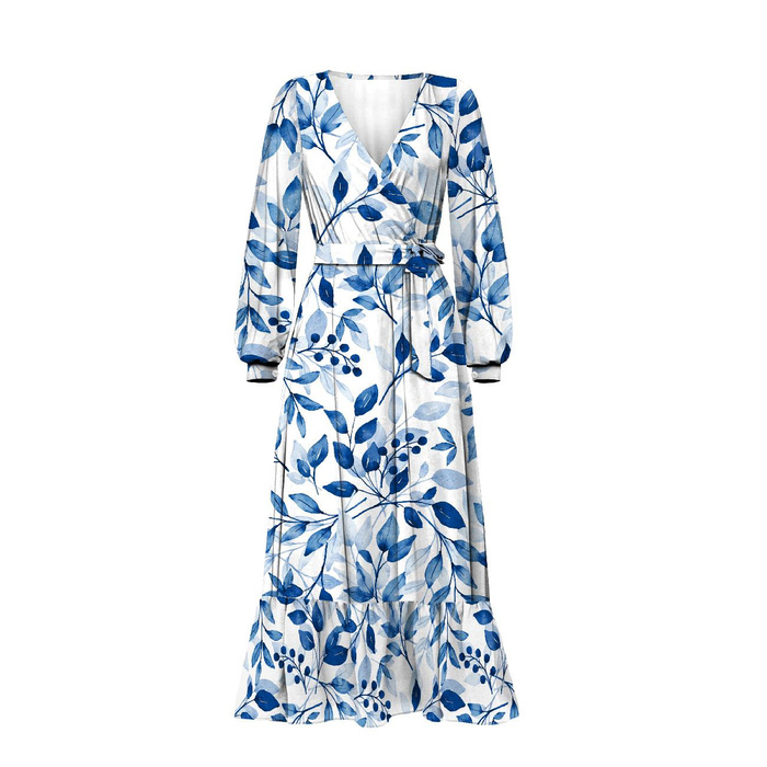 WICKELKLEID MIT RÜSCHEN (ABELLA) - BLUE LEAVES - Nähset L