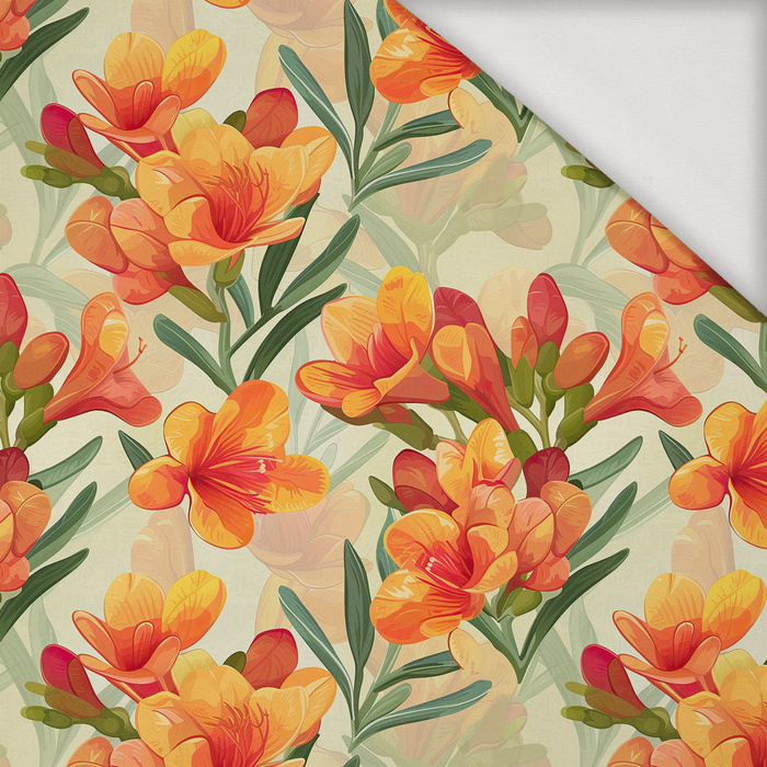 FLOWERS PAPAYA ORANGE WZ. 8 - Jersey wiskozowy