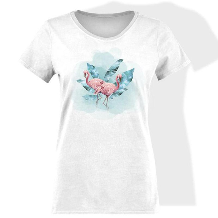 DAMEN T-SHIRT S - FLAMINGOS Ms. 2 - Single Jersey