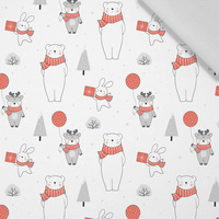 ANIMALS IN SCARVES PAT. 2 (WINTER FUN) - Cotton woven fabric
