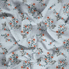 PANSIES AND BUTTERFLIES / light blue - Cotton muslin