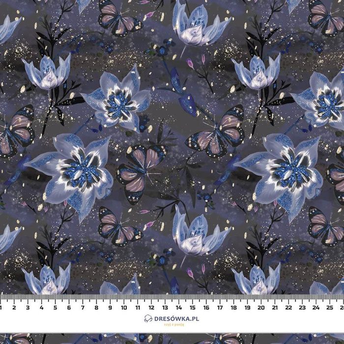 MOON LILIES (ENCHANTED NIGHT) - looped knit fabric with elastane