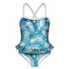 Girl's swimsuit - WHITE FEATHERS / blue 122-128
