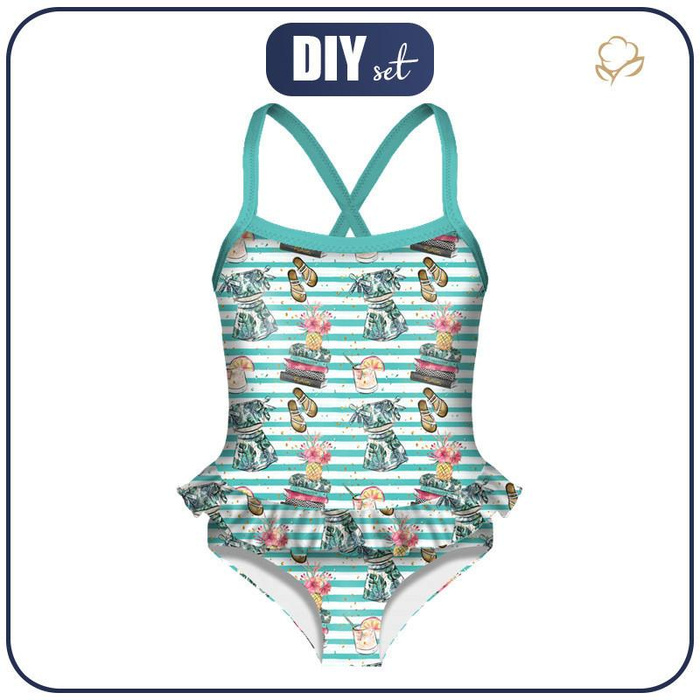 Girl's swimsuit - SUMMER FASHION / STRIPES - 98-104