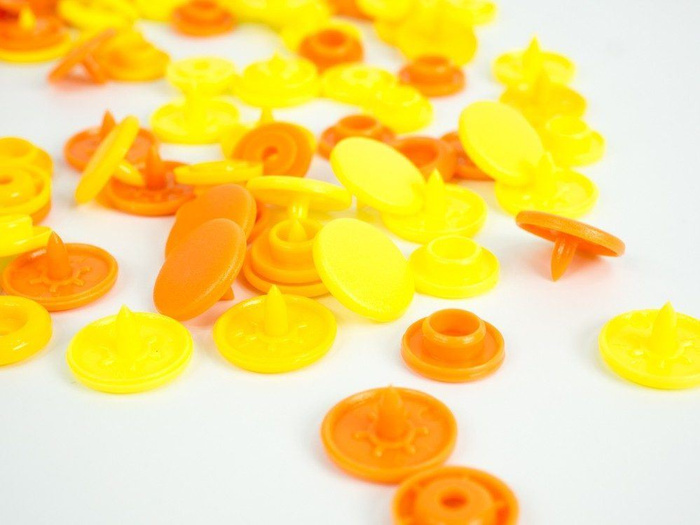 Color Snaps PRYM Love, plastic fasteners 12,4 mm - 30 sets - lemon / canary yellow / apricot