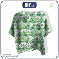 LEHKÁ HALENKA OVERSIZE "ELENA" - LISTY A HMYZ VZ. 4 (TROPICKÁ PŘÍRODA) / bílý - Sada šití