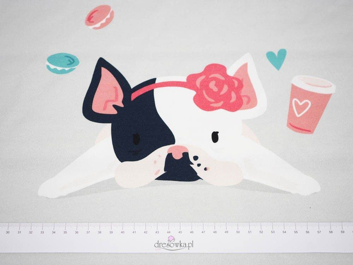 Dog with headband (J'adore Paris) / peach - panel single jersey TE210