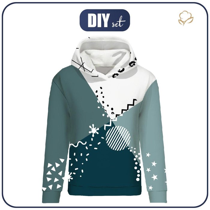 BLUZA DAMSKA (POLA) CLASSIC Z KAPTUREM - COLOR BLOCK wz. 6 - zestaw do uszycia M