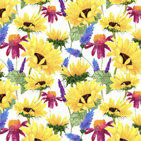 SUNFLOWERS pat. 4 (BLOOMING MEADOW) - single jersey with elastane