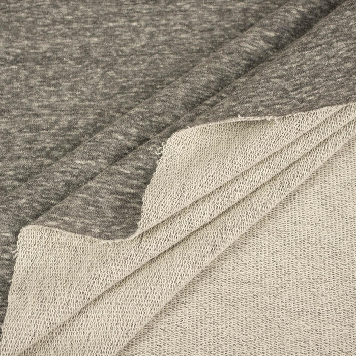 50cm - GRAY MELANGE - Hydrophobic cotton loop knit fabric 300g
