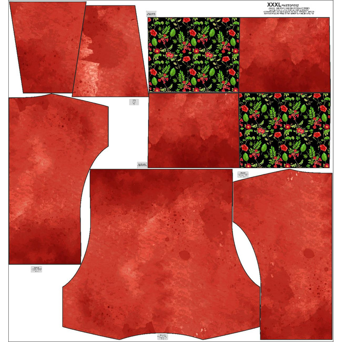 SNOOD SWEATSHIRT (FURIA) - RED SPECKS /  RED GARDEN (PARADISE GARDEN) - sewing set