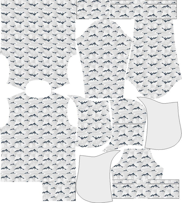 HERREN HOODIE - GEBIRGE (Adventure) / hellgrau - Nähset XXL