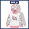 DZIECIĘCA BLUZA Z KAPTUREM (ALEX) - KWIATY DZIKIEJ RÓŻY wz. 1 (KWITNĄCA ŁĄKA) - dzianina pętelkowa (122/128)