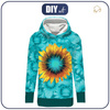 LONG WOMEN’S HOODIE (MEGI) - SUNFLOWERS pat. 3 - looped knit fabric - M
