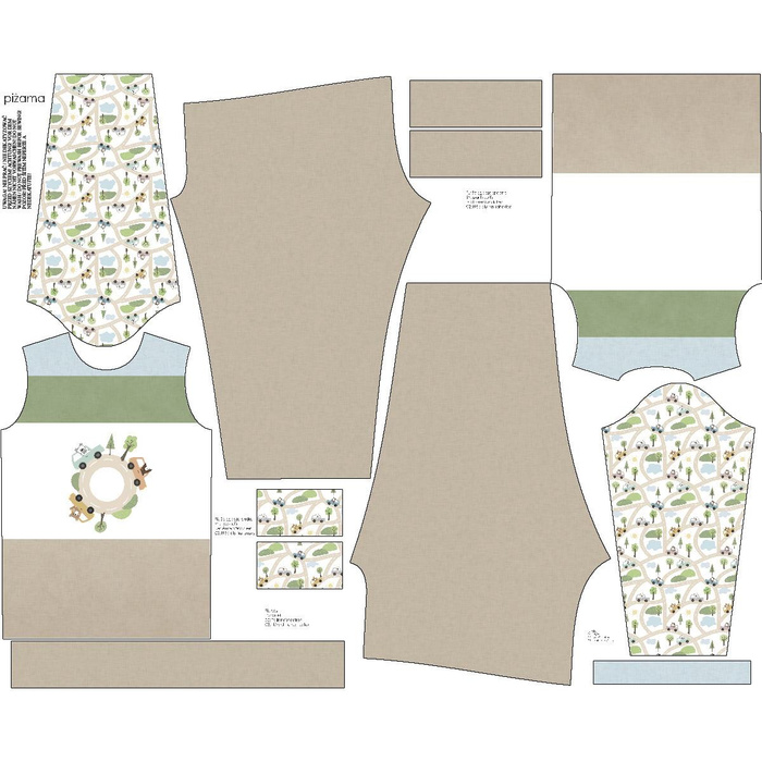 DĚTSKÉ PYŽAMO "MIKI" - BAREVNÁ AUTÍČKA / kruhový objezd (MĚSTSKÉ MEDVÍDCI) - Elastický bavlněný úplet K (86/92)