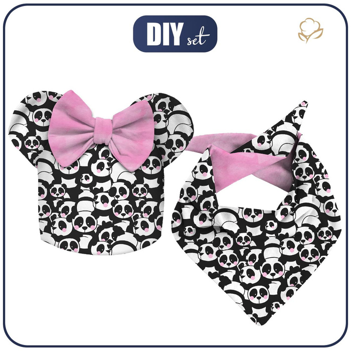 KID'S CAP AND SCARF (MOUSE) - PANDAS / pink 48-50