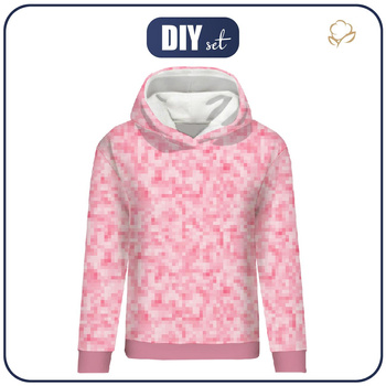 DÁMSKA MIKINA (POLA) CLASSIC S KAPUCÍ - PIXELY Vz. 2 (růžová) - teplákovina