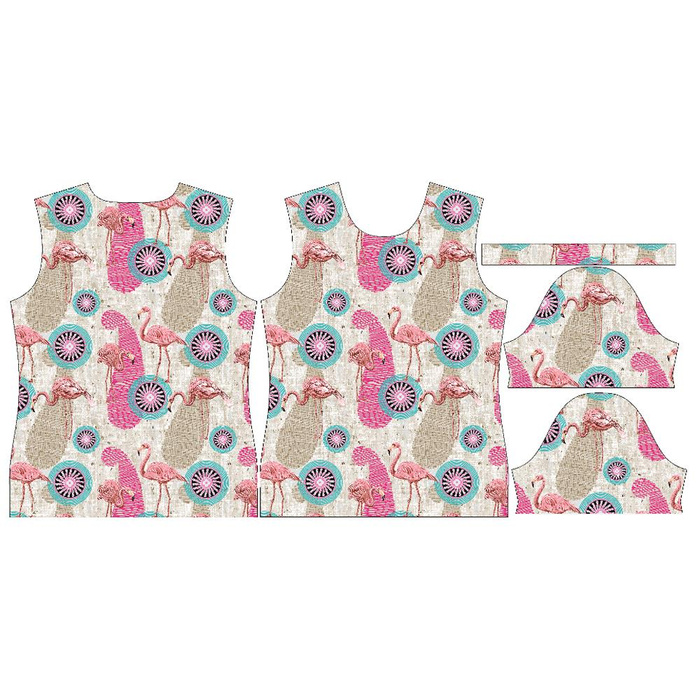 WOMEN’S T-SHIRT - FLAMINGOS AND ROSETTES - single jersey XXXL