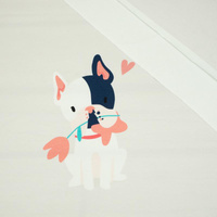 Hund mit Blume  (J'adore Paris) / pfirsich - Paneel Sommersweat