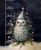VINTAGE CHRISTMAS OWL M. 1 - Paneel (60cm x 50cm) SINGLE JERSEY ITY